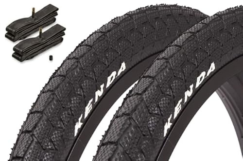Kenda BMX Reifen Set 20 x 1,95 Zoll – ca. 610 g – Drahtreifen – inkl. Kujo Schläuche AV – klassisch & langlebig – Park & Street