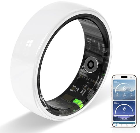 HPLSZCN Smart Ring for Women Men,2026 New Ceramic Health Ring,No Monthly Subscription,Size First,Sleep Tracking Wearable-Heart Rate-Fitness Tracker for iOS&Android (White, 12)