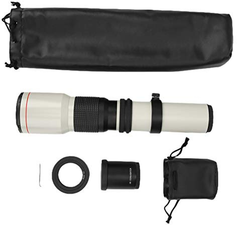 XOYIXOYI Teleobjetivo de 500 mm F8F32 con Enfoque Manual y Aumento de 2X para cámaras réflex con Montura EFS. (Blanca)