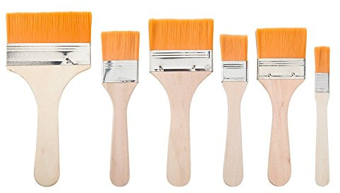 iLoveCos House Paint Brushes with Wooden Handle Wall Furniture Paint Tool Cleaning Brushes Set 6 Different Sizes