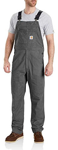 Carhartt Men's Rugged Flex® Relaxed Fit Canvas Bib Overall, Gravel, W44/L30