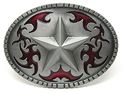 LKMY Gürtelschnalle mit Lucky Star Pentagram Gürtelschnalle, Western Cowboy Scroll Gürtelschnalle für Herren Damen