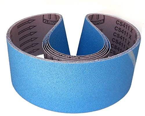 Klingspor Schleifband CS411X Zirkonkorund – 100 x 1220 mm – Körnung P120 – 5 Stück – für Metall Edelstahl INOX, Hartholz – hochreißfeste Gewebeunterlage – Profi-Schleifbänder für Bandschleifer