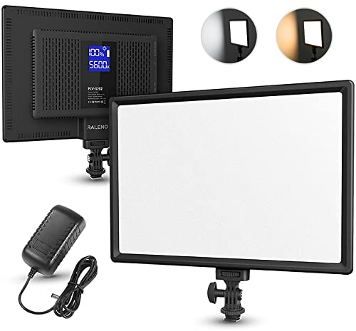 RALENO LED Videoleuchte, 19.5W Videolicht Eingebaute 2 * 4000mAh Akku CRI95+ 3200K-5600K Einstellbare Videokonferenz Licht, für YouTube TikTok Zoom Studio Fotografie Videoaufnahme Produktbilder Shoot
