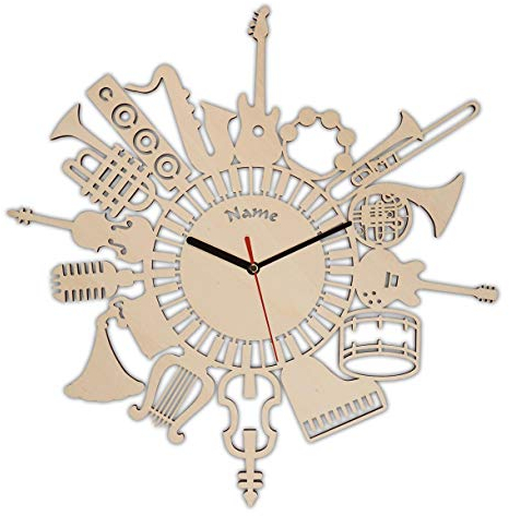 Musiker Erwachsene Geschenkartikel Geschenkideen Musikliebhaber Wanduhr Geschenke mit Gravur aus Holz personalisiert