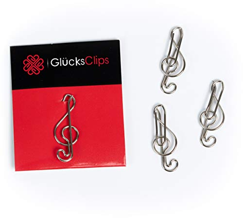 Büroklammern, 11x Büroklammer Motiv Notenschlüssel, als Deko oder Lesezeichen. Paperclip I Paper Clips, Briefklammer oder Bookmark, für Büro oder Zuhause, C008