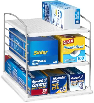 YouCopia UpSpace Adjustable Box Organiser for Foil Wrap and Kitchen Cupboard and Pantry Storage, 23cm x 23cm, White