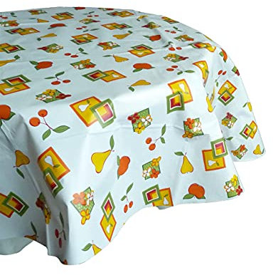 Wachstuch-Tischdecke Zuschnitt 160cm rund (Obst-436)