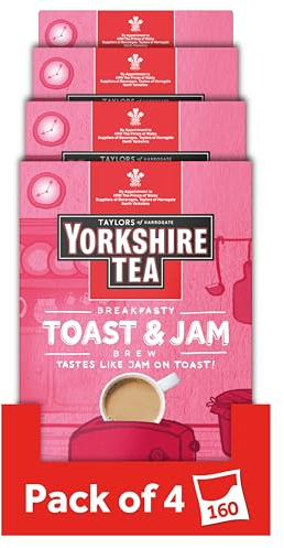 Yorkshire Tea Toast & Jam Brew Flavoured Tea Bags, 4 Boxes of 40 Tea Bags (Total 160 Bags)