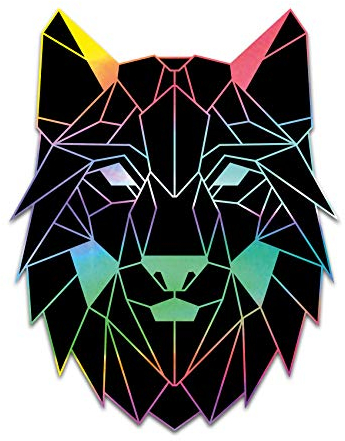 Finest Folia 2 x Polygon Tier Sticker Hologramm Aufkleber Tiere Origami Geometrisch Selbstklebend Kunst für Auto Motorrad Laptop Kühlschrank Wand Dekor R117 (Wolf)