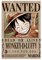 YZLI Anime One Piece Luffy Bounty Wanted Poster auf Leinwand, Wandkunst, Kunstdruck, modernes Familienschlafzimmer, 30 x 45 cm