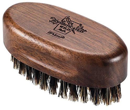 BFWood Small Travel Beard Brush - Natural Boar Bristles with Black Walnut Wood