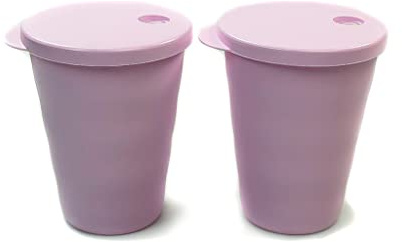 Tupperware Trinkhalmbecher Junge Welle 330 ml (2) rosa Trinkhalm Becher 38073