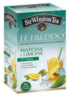 Sir Wiston Tea® | Tè Verde Freddo Matcha e Limone | Tè Zero Zuccheri e Calorie | Tè Verde Matcha & Aroma Limone - 18 Bustine di Tè (45 Gr)