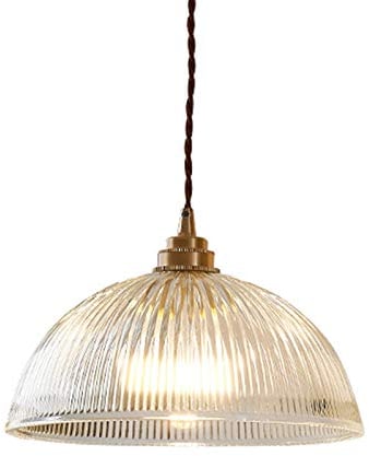 HJXDtech Industrieller Jahrgang Glas Kuppel Pendelleuchte mit Kupfer Messing E27 Lampenfassung Deckenleuchte Hängelampe Loft Kronleuchter (25cm)