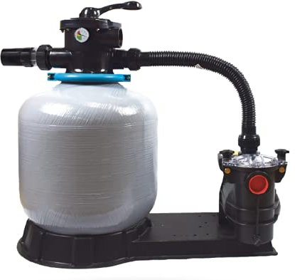 Equipo de filtración para piscina PSH, compuesto de bomba PSH modelo MICRO-50 y filtro bobinado con válvula superior.