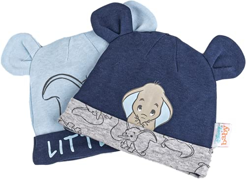 Disney Baby Mützchen - 2er Pack - mit verschiedenen Motiven (Winnie The Pooh, Bambi, Dumbo) - Öko Tex (Dumbo, 74-80)