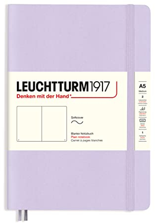 LEUCHTTURM1917 365496 Notizbuch Medium (A5), Softcover, 123 nummerierte Seiten, Lilac, blanko