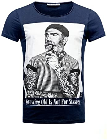 T-Shirt figurbetont Premium Baumwolle Slim Fit Blau L