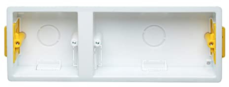 Triple 1-Gang & 2-Gang 35mm Dry Lining Back Box Electrical Wall Knockout Recessed Flush Mount Deep Pattress Dry Lining Partition Walls Switches Sockets Fused Spur Euro Module Faceplates - Yellow