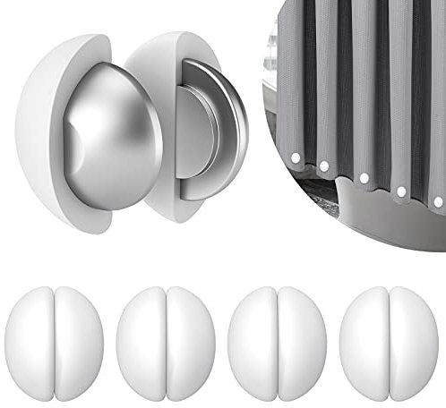 VANZAVANZU 5 Pairs Shower Curtain Weights, Silicone Wrapped Magnets, Heavy Duty Magnets Prevent Curtain Liner from Blowing, Rust-Free, White