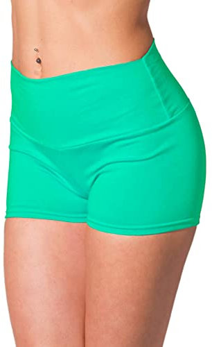 Alkato Damen Sport Shorts mit Hohem Bund Hotpants Radlerhose, Farbe: Mintgrün, Größe: 38