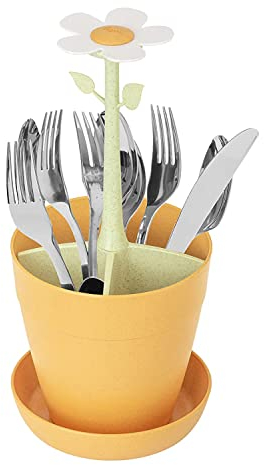 VIGAR - Escurreplatos - 4 Compartimentos - 30 x 30 x 35 - Flower Power - Utensilio de Cocina y Escurridor de Vajilla - Bioplásticos de Arroz - Naranja