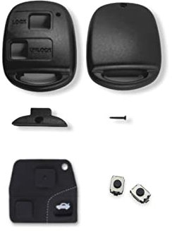 1neiSmartech Scocca Guscio Cover Per Chiave Telecomando 2 tasti Compatibile con Toyota Corolla Rav4 Celica Colore Nero Completo di Micropulsanti Pad e Vite