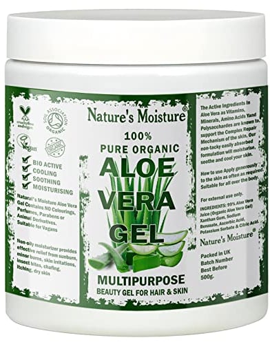 100% Pure Aloe Vera Gel from Freshly Cut Aloe Ideal for all skin & hair types After Sun Care, Dry Skin Hydration, Acne, Suitable for Face, Body, Hair, Cruelty-free Big 500g