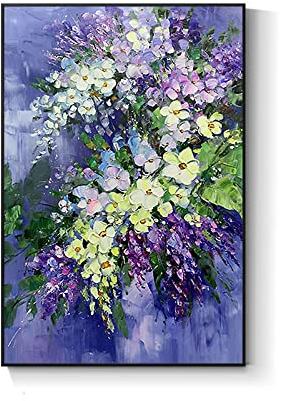 AERK Ölbilder Auf Leinwand Handgemalt,Moderne Abstrakte Handgemalte Coole Gemälde Orchideenblütenblätter Rahmenlose Strukturierte Kunstwerke Original Extra Große Wandkunst Für Wohnzimmer SCHL