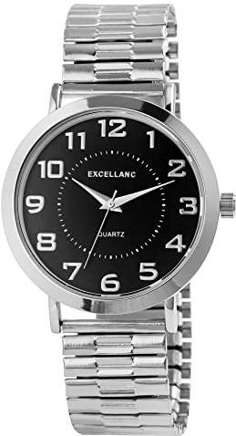 Excellanc Herren-Uhr Zugband Edelstahl Analog Quarz 2700026