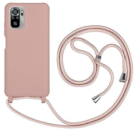 HFYiup Mevis Coque Compatible avec Xiaomi Redmi Note 10 4G/Note 10S,Collier pour Étui Colliers de cellulaire Mince Antichoc Réglable Lanyard Case-Couleur Lotus