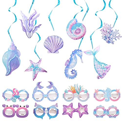 Cisolen 16 Stück Meerjungfrau Geburtstag Deko Meerjungfrau Hängende Swirl Dekorationen Meerjungfrau Geburtstag Party Wirbel für Meerjungfrauen Deko Kindergeburtstag Mermaid Party Zubehör