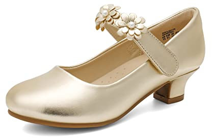 DREAM PAIRS Mädchen Mary Jane Strap Flache Schuhe Ballerinas Prinzessin Schuhe Flache Schulschuhe,Size 33.5,Gold,SDFL2317K