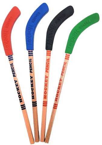 Zugar Land Hockeyschläger-Bleistifte, 22,9 cm, bunte Radiergummis, 12 Stück, Mehrfarbig