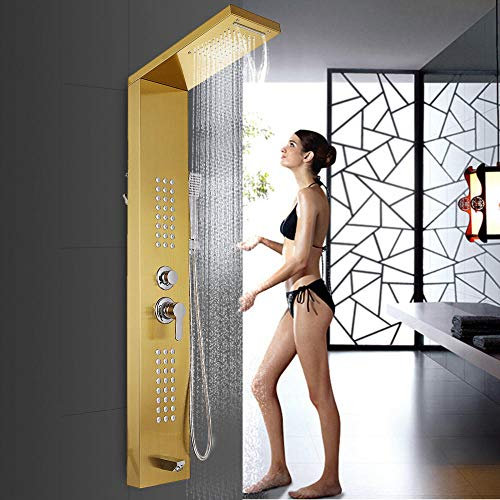 NEWCES Pannello Doccia a Pioggia Tower Pannello Doccia Multifunzione in Acciaio Inossidabile con Sistema di getti idromassaggio for Il Corpo Vasca Resort