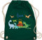 Turnbeutel Rucksack - Geschenk Dinosaurier personalisiert mit Name I Dino I Dinos - Unisize - Dunkelgrün - sportbeutel junge kita beutel für wechselwäsche tier trex stoffbeutel