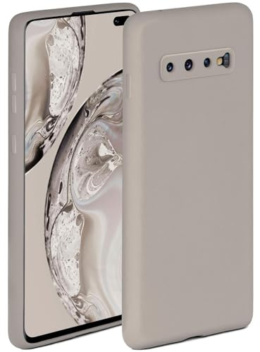 ONEFLOW Soft Case für Samsung Galaxy S10 Plus Hülle aus Silikon mit Kameraschutz, Silikonhülle mit erhöhtem Schutz fürs Display, Backcover Schutzhülle, weiche Handyhülle, Taupe