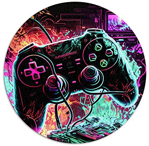 1000 Teile Puzzle Gaming Neon Kreative runde Puzzles für Erwachsene und Kinder, Kartonpuzzle Home Decoration Puzzle (Größe 67,5 x 67,5 cm)