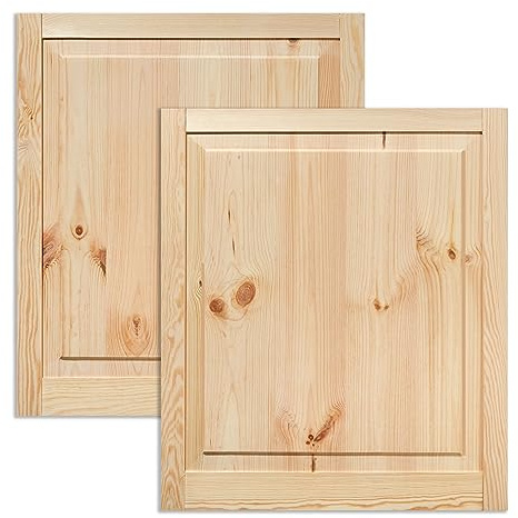 Kassettentür Schranktür Holz RUSTIKAL | 69 x 59,4 cm 2-er Pack Set | unbehandelte Holztür aus Kiefernholz im Kolonialstil und Markflecken als Raumteiler Schiebetür für Regale, Schränke, Möbel