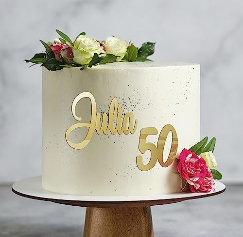 Cake Topper Tortenaufsatz auf der Seite des Kuchens – Spiegelacryl– Personalisierung – Zur Kommunion Geburtstag Taufe Hochzeit - Ihr eigener Text