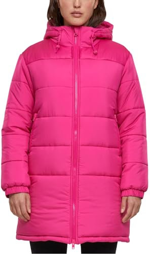 Urban Classics Damen Jacke Ladies Hooded Mixed Puffer Coat hibiskuspink M