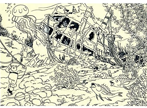 Tintinimaginatio Carte postale Moulinsart Tintin CP Facsimilé, Plongée Licorne (17,5x12,5cm)