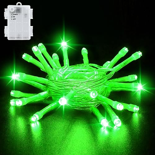 cshare Lichterkette Außen Batterie, 3M/9,8Ft 30 LEDs IP65 Wasserdichte Lichterkette Outdoor Batterie mit 6h Timer, Dekoration für Weihnachten, Garten, Zimmer Außen/Innen (Grün)