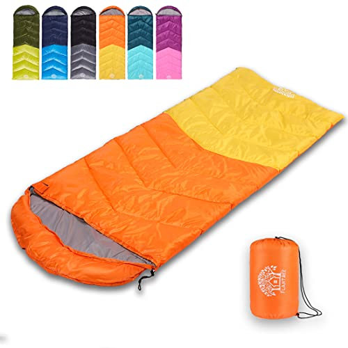 Flantree Schlafsack für 4 Jahreszeiten, für Erwachsene und Kinder, für Camping, Wandern, Ausflüge, warmes, kühles Wetter, leicht und wasserdicht, mit Kompressionssack, für Aktivitäten drinnen und