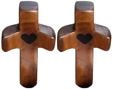Linsition Geschnitztes Holzkreuz | Cr-OSS My Heart Olivenholz Motivationsgeschenke Handschmeichler Kreuz | Ergonomisches Trost- & Gebetskreuz | Ideal Für Die Hosentasche Oder Unterwegs