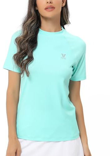 HUGE SPORTS Rashguard T-shirt à manches courtes pour femme Protection solaire Séchage rapide Surf Sport, vert clair, XXL