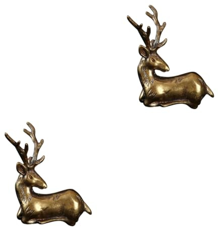 PRETYZOOM 4stücke Vintage Hirschfigur Messing Antike Deko Für Zuhause Büro Oder Auto Niedliche Kleine REH-statuen Verschönerung Ihrer Einrichtung