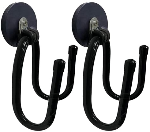 2 Pack Garage Magnetic Hooks Heavy Duty, Utility Magnet Storage Hooks,Garage Hanger&Organizer for Organizing Power Tools,Rake,Ropes,Pool Skimmer Net,Garden Tools,Pool Tools and More Equipment