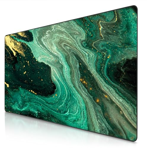 Titanwolf - XXXL Übergröße Mauspad 1200x600mm, Gaming Mousepad Groß 120x60 cm Tischunterlage Large Size verbessert Präzision und Geschwindigkeit XXXL für Logitech Maus und Tastatur, Marmor Grün Gold